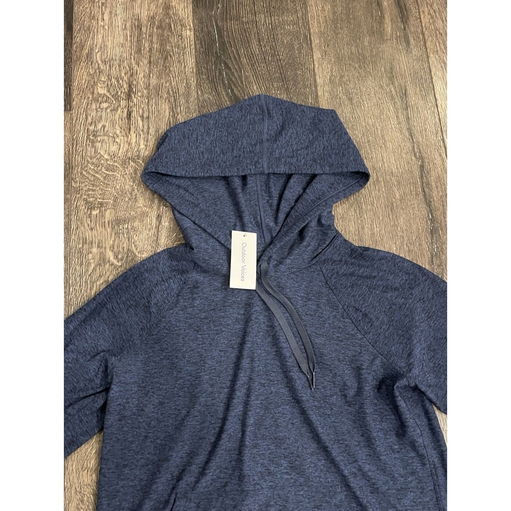 Outdoor Voices Cloudknit Hoodie Men's Large Navy Blue Long Sleeve Unisex Stretch - Picture 2 of 10